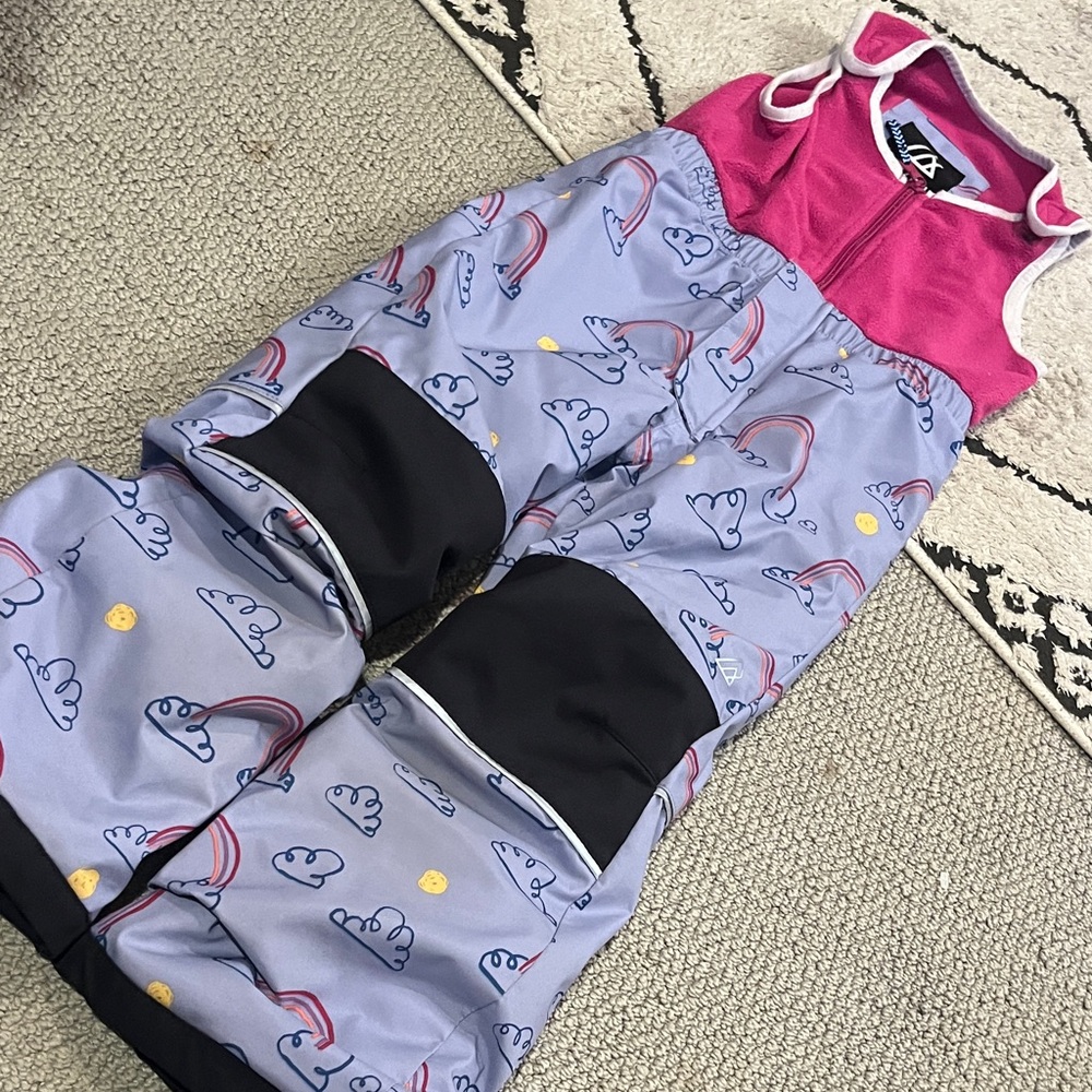 ripzone snow pants Pink and Blue Kids' Overalls with Rainbow Print 6